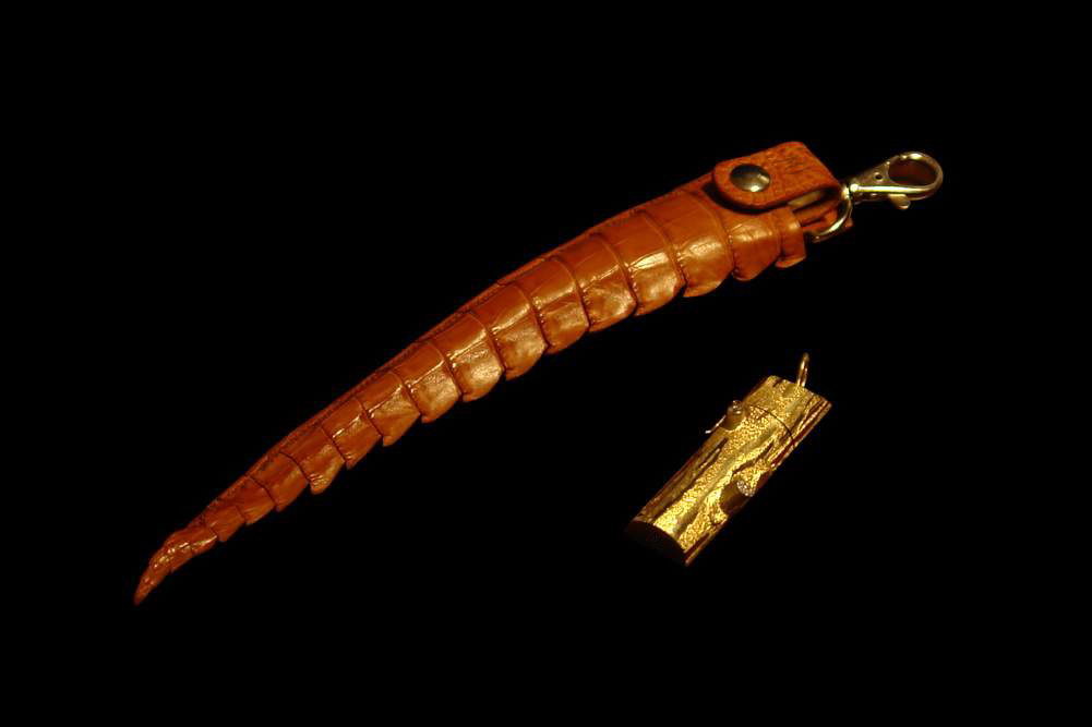 MJ - USB Flash Drive Leather & Gold Edition - Crocodile Tail, Gold, Diamond 