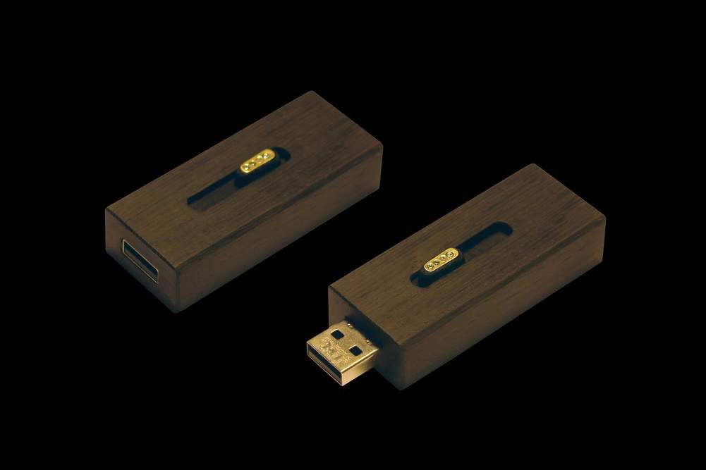 MJ - USB Flash Drive Gold Wood Diamond Edition - Blackwood, Ebony, Gold, Brilliants.